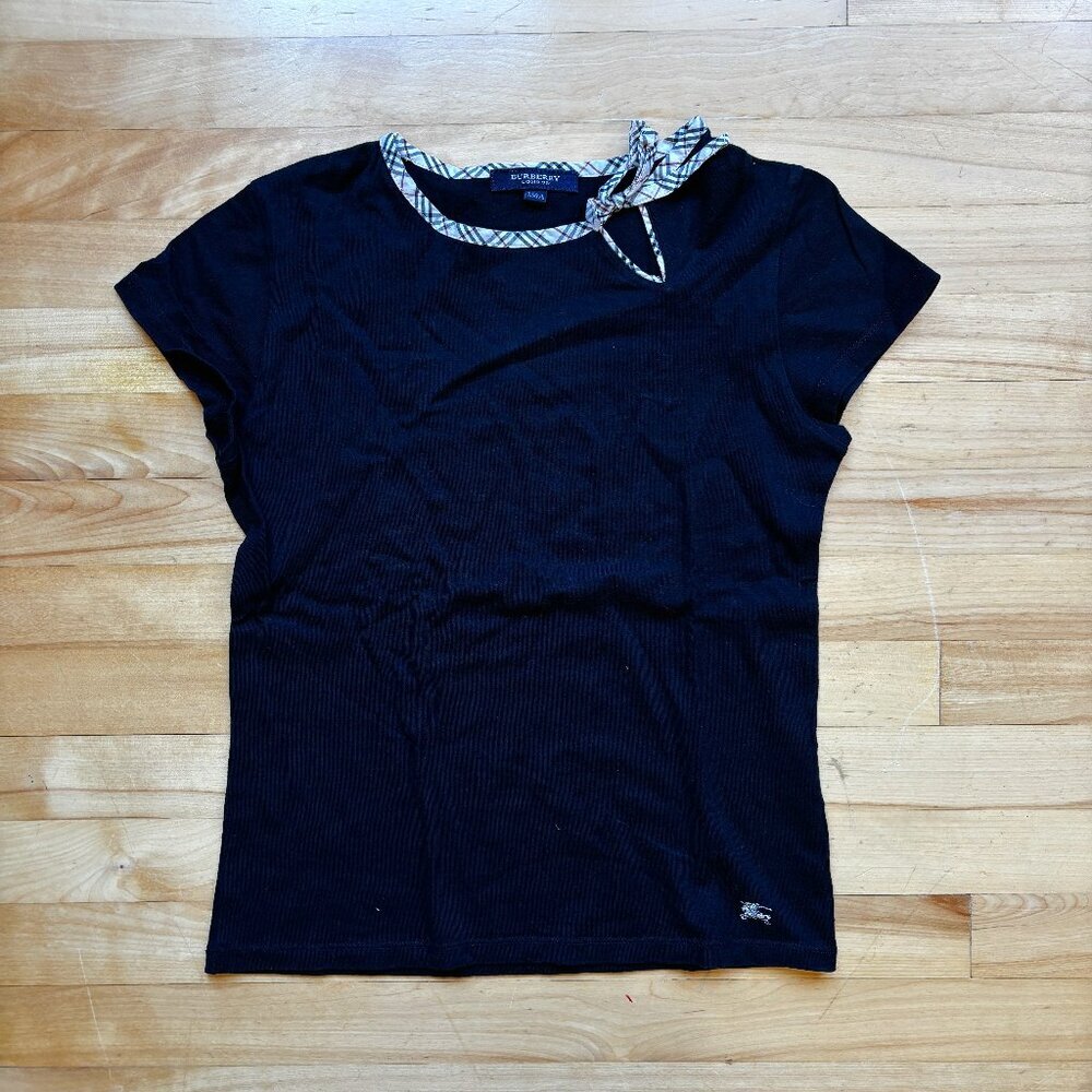 Burberry Girls Short Sleeve Tee with Bow Accent - Size 150A (US 12-13Y)